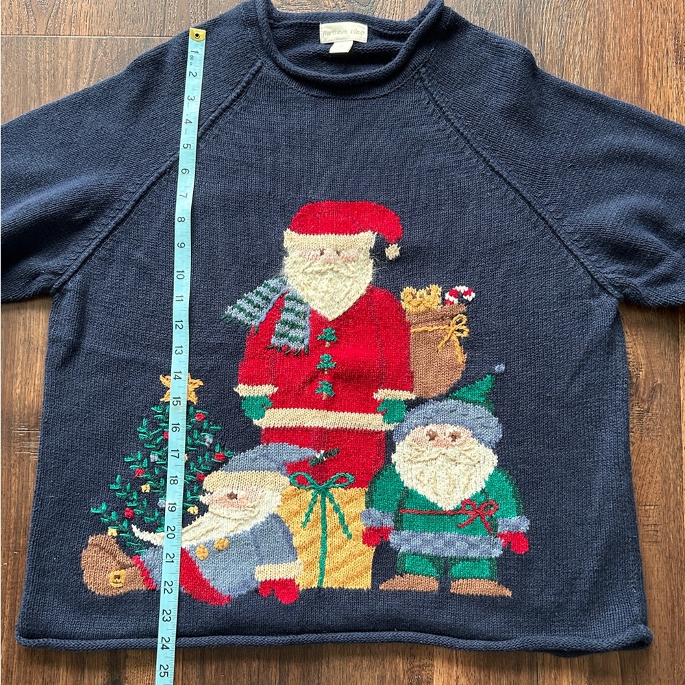 Northern Isles Santa & Elves Christmas Sweater Blue Knit XL - Picture 7 of 9